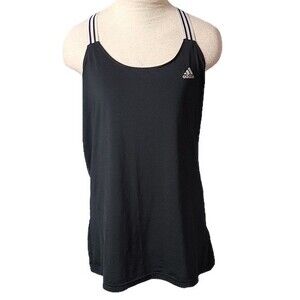 Adidas Climalite Racerback Tank Top Shirt Black White Women's size XL